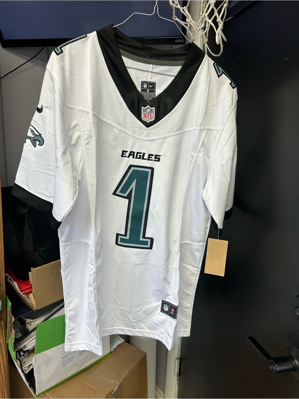 NFL Philadelphia Eagles White and Midnight Green #1 Jersey